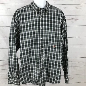 Camicia Tommy Hilfiger Golf uomo XL manica lunga bottoni davanti verde navy a quadri  - Foto 1 di 10