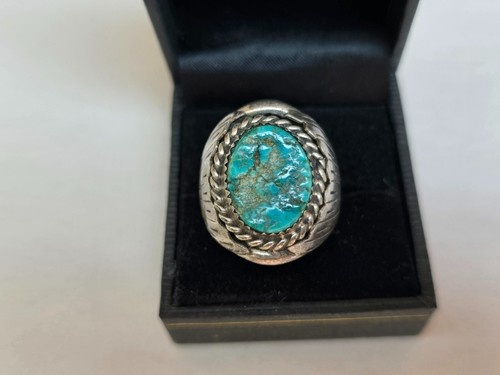 VTG Old Pawn Navajo Southwest Native American Sterling Silver Turquoise Ring S10