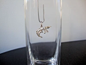 VINTAGE 2-SEITIGE 3D GARNELEN MIT DIAMANTSCHLIFF STERLINGSILBER STEMPEL 925 ANHÄNGER - Bild 1 von 17