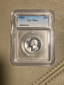 1960 25C PR67 PROOF WASHINGTON SILVER QUARTER WDDR-003 ERROR - Picture 1 of 2