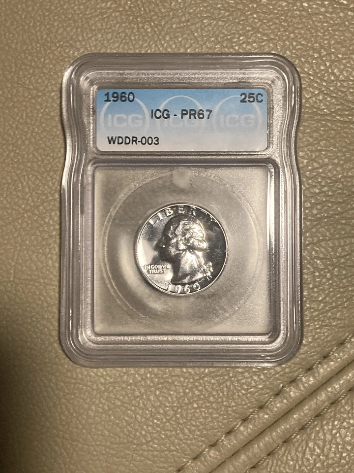 1960 25C PR67 PROOF WASHINGTON SILVER QUARTER WDDR-003 ERROR - Image 1 of 2