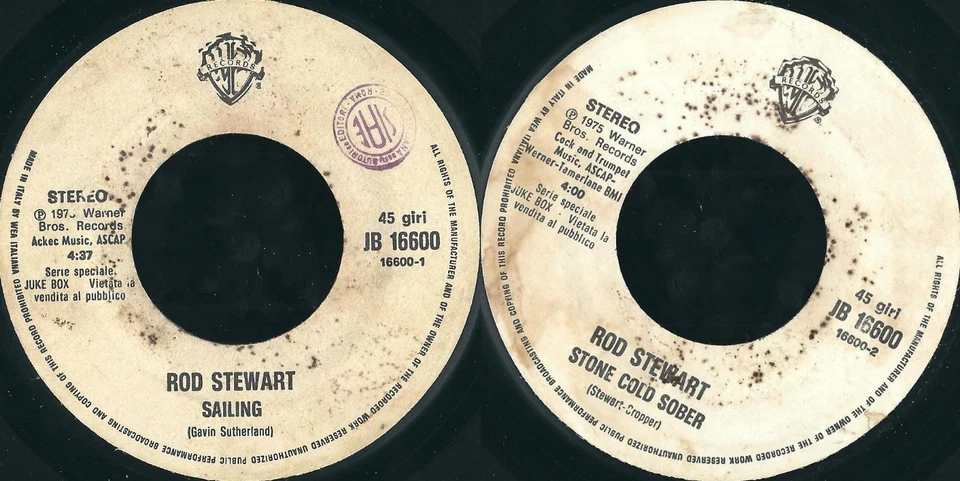 DISCO 45 GIRI   ROD STEWART ‎– SAILING // STONE COLD SOBER  - Immagine 1 di 1