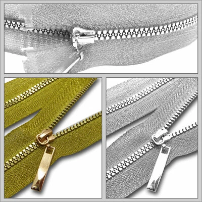 Knöchel-Reißverschluss Gr. 5 16–65 cm Silber Gold Polyester Kunststoff teilbar - Bild 1 von 3