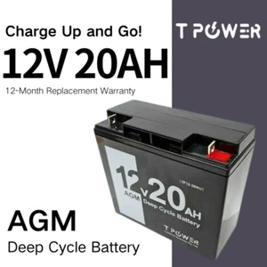Tpower 12V 20AH Battery AGM Deep Cycle Rechargeable Battery for APC UPS Solar - Picture 1 of 1