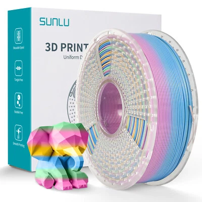 Filamento multicolor SUNLU PLA 1,75 mm 1 kg para impresora 3D 8 metros/color Rainbow #04