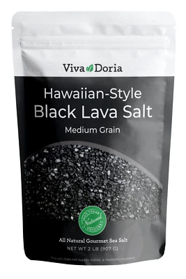 Viva Doria Hawaiian Black Lava Sea Salt, Medium Grain, 2 lb