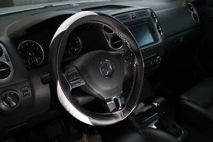 Stitch On 2 Tone Steering Wheel Skin Wrap Cover Black + White Style Perfect Fit - Picture 1 of 6