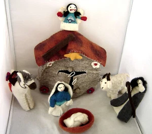 Handcrafted 3 Dimensional Felt Nativity Set 7 Pieces - Picture 1 of 16