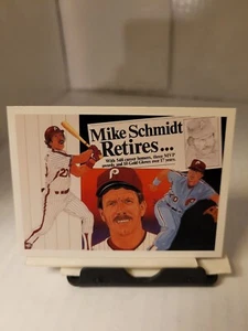 1990 Upper Deck #20 Mike Schmidt Retires Baseball Art Card Phillies - Picture 1 of 2