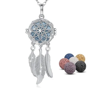 Traumfänger Ätherisches Öl Diffusor Anhänger 7 Lavasteine Aromatherapie Halskette - Bild 1 von 9