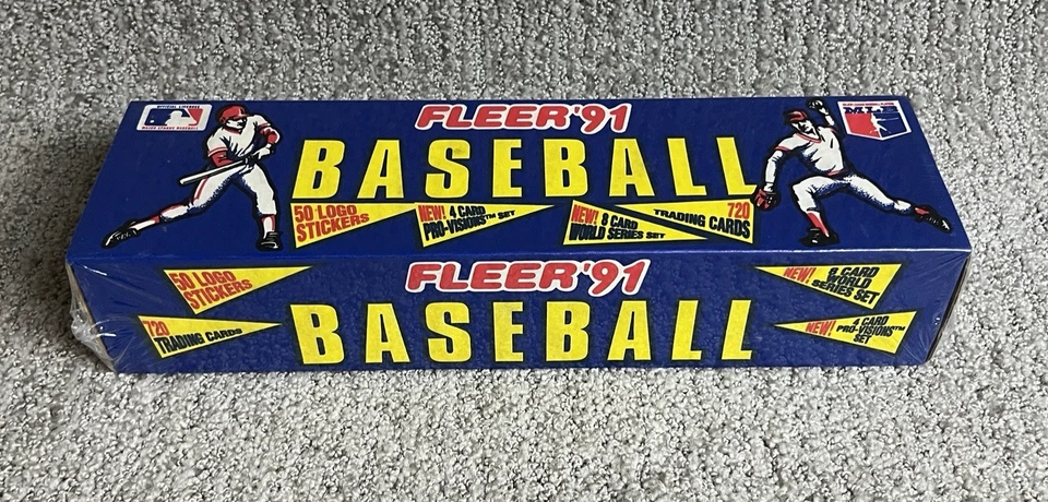 复古 1991 Fleer 棒球工厂原封套装 720 张卡 50 标志贴纸 MLB NOS — 第 1/4 张图片