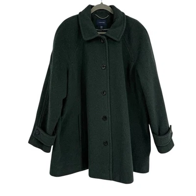 Lands’ End Women’s Wool Cashmere Blend A-line Coat Size 24W Lined Green Button - Image 1 of 4