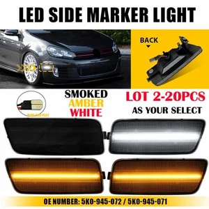 2-20 Smoke White Amber Bumper LED Side Marker Light For 10-14 Volkswagen MK6 GTI - Picture 1 of 38