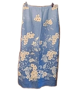 Maxi Falda De Colección Harold's Lino 10 Azul Ombre Floral Cottagecore Romántico Jardín  - Imagen 1 de 15