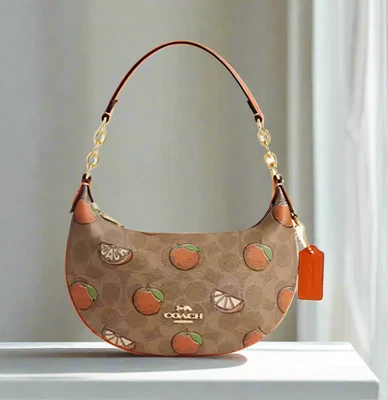 蔻驰迷你 Payton 单肩包橙子签名帆布皮革 CBA78 ORGPKG — 第 1/4 张图片