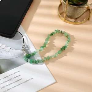 Łańcuszek telefon koralik charm przezroczysty zielony koralik kamień pasek na nadgarstek - Zdjęcie 1 z 12