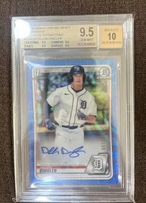 Dillon Dingler 2020 Bowman Draft Chrome Auto 1st Blue Wave /150 BGS 9.5 Tigers - Image 1 of 2
