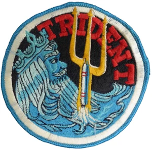 Vintage Patch Neptune Trident Ballistic Missle Embroidered 1970s - Picture 1 of 2