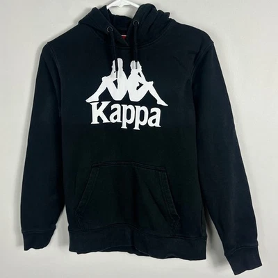 Kappa Felpa Sweatshirt Hoodie Black White Mens Size Small Streetwear Logo Casual Foto 1 de 4