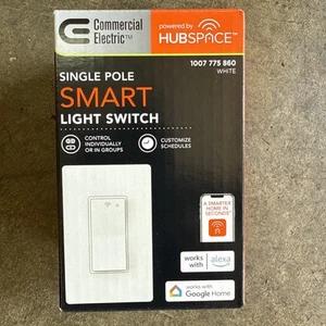 Smart Light Switch Wi-Fi Bluetooth HUBSPACE GOOGLE ALEXA Single Pole White - Picture 1 of 4