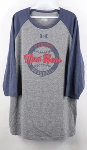 Toledo Mud Hens Under Armour Baseball 3/4-Sleeve Tri-Blend T-Shirt - Gray/Navy M - Picture 1 of 6