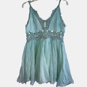 FREE PEOPLE FP ONE ILEKTRA sz S 100% Cotton Flowy Babydoll Lace Dress or Top - Picture 1 of 6
