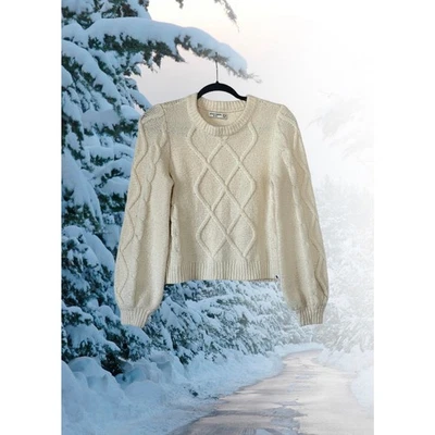 Suéter Abercrombie Niños Crema Tejido con Cable Cuello Redondo Talla 13/14 Foto 1 de 4