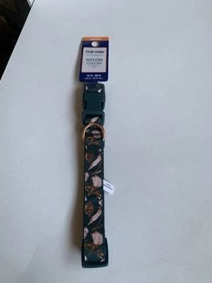 Top paw Nylon dog collar MEDIUM Dark Green (14in-20in) - Image 1 of 4