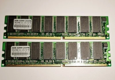 2 Barrettes Mémoire (RAM) PC2700 333Mhz DDR DIMM 256Mo - Photo 1/2