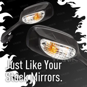 VAWiK -OE replacement LED mirrors black fits Suzuki GSX-R750 '11-'16 x PAIR - Picture 1 of 7