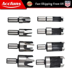 Carbon Steel Wood Plug Hole Cutter Dowel Maker Cutting Shank Drill Bit Set 8 Pcs - Picture 1 of 7
