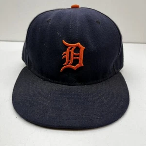 Cappello aderente Detroit Tigers New Era 7 1/4 made in USA anni 90 MLB berretto blu arancione logo - Foto 1 di 15