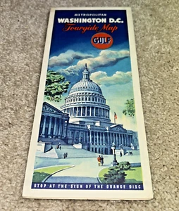 Mappa Gas GULF Vintage - Mappa Guida Turistica Metropolitana Washington DC - anni '50? - Foto 1 di 16