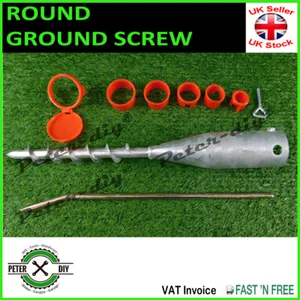 FENCE POST PARASOL Spike Support GROUND SCREW Holder Round Universal 25-65mm - Picture 1 of 3