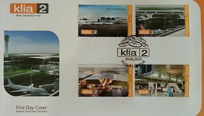 Nuevo edificio de transporte aéreo Aeropuerto KLIA 2 Malasia 2014 (sello FDC) Foto 1 de 3