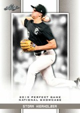 STORM HIERHOLZER 2019 "1ST EVER PRINTED" LEAF PERFECT GAME NIKE ROOKIE CARD #80