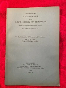 On the Estimation of Variance and Covariance by E.H. Lloyd (1952) - Picture 1 of 1