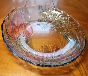 Vintage 12,5" Tulpe farbige Glas Servierschale rot gelb grün - Bild 1 von 23
