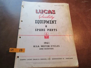 Catálogo de piezas Lucas BSA 1961 D1 D7 C15T C15S M20 M21 B40 B32 B34 A10 A7 169 - Imagen 1 de 5