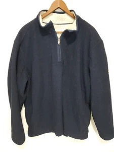Orvis Sherpa Lined Mens 1/4 Zip Pullover Navy Blue Sweater Sweatshirt Sz 2XL XXL - Picture 1 of 10