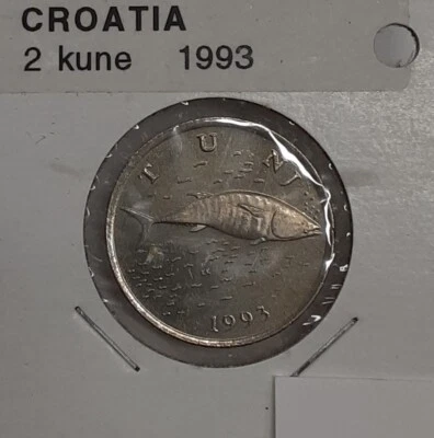 1993 Croatia Nickel-Brass 2 Kune Coin  Tuna  BU - Image 1 of 2