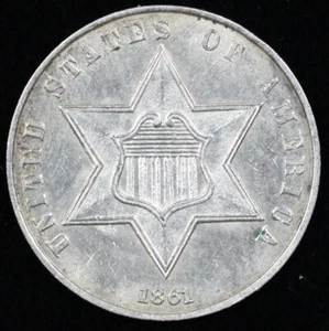1861 3cs Three Cent Silver UNC - Picture 1 of 2