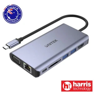 UNITEK D1019B uHUB O8+ 8-in-1 USB-C Dual Display Hub with USB 5Gbps and PD 100W - Picture 1 of 12