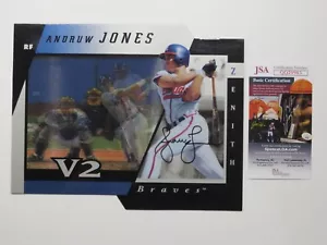 ANDRUW JONES SIGNED 8x10 ATLANTA BRAVES 97 V2 DIECUT ZENITH PHOTO CARD JSA COA - Picture 1 of 5