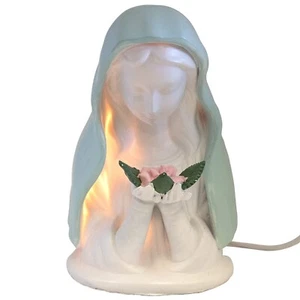 VILLAGE GIFT IMPORTERS Blue Madonna with Rose Night Light | Small Catholic Ta... - Picture 1 of 4