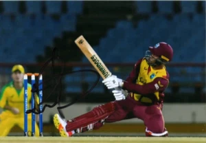 WEST INDIES CRICKET: SHIMRON HETMYER SIGNED 6x4 ACTION PHOTO+COA - Picture 1 of 1
