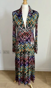 MISSONI RUNWAY RARE STRETCH LONG DRESS DUSTER COVERUP MULTICOLOUR SIZE 46 / 8-10 - Picture 1 of 15