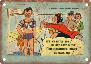 1940s Linen Comic Post Card Curt Teich MWM 12" x 9" Reproduction Metal Sign ZJ14 - Foto 1 di 1