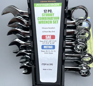 Juego de llaves combinadas Stubby de 12 piezas, SAE y métricas, Pittsburgh, 61395 envío gratuito a EE. UU. - Imagen 1 de 7