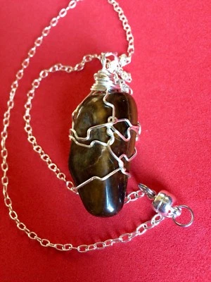 Golden Tiger’s Eye Golden Hand Wire Wrapped Stone Necklace, Pendant Foto 1 de 4